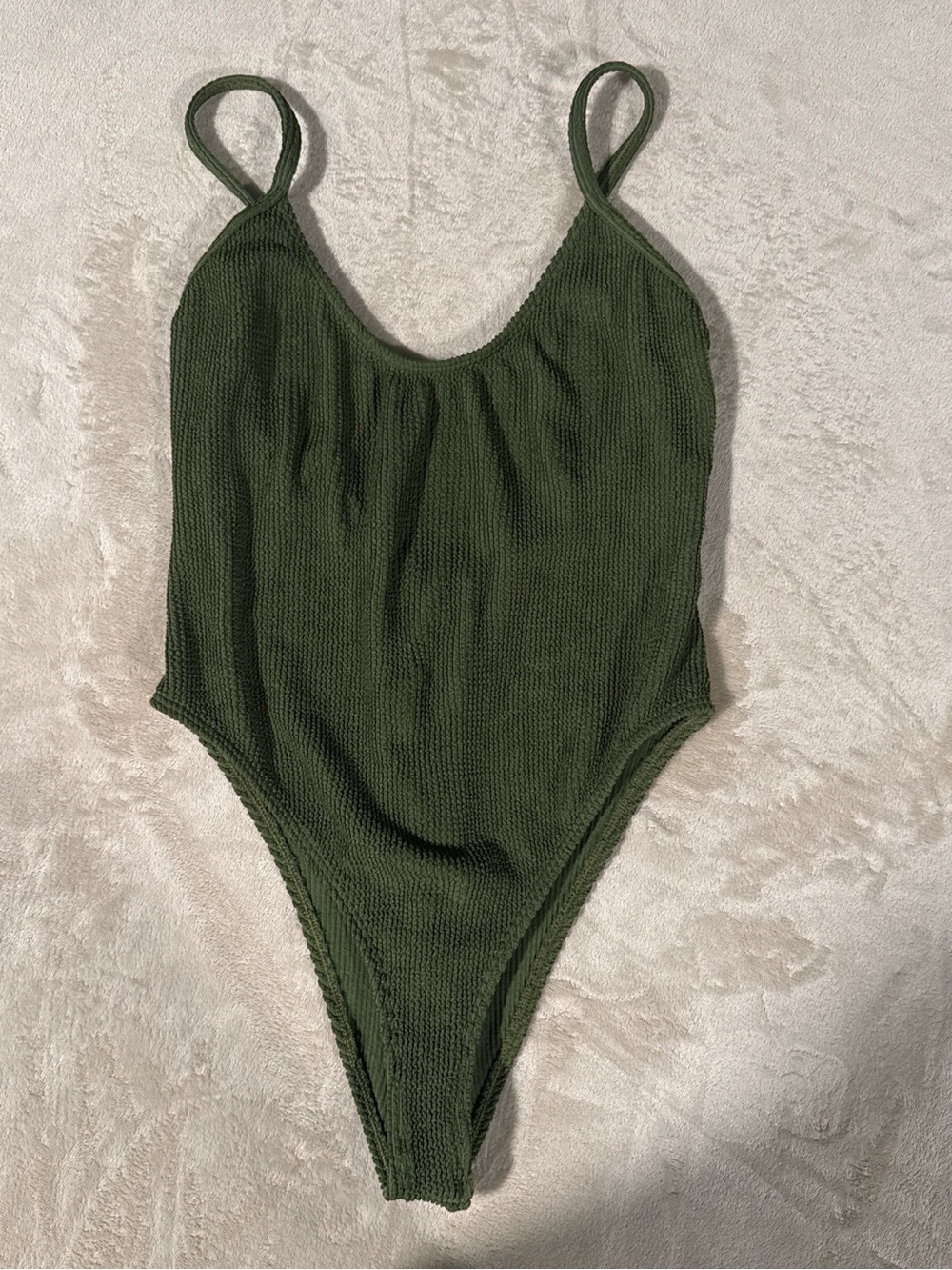 Good American Olive Green Ribbed One-Piece